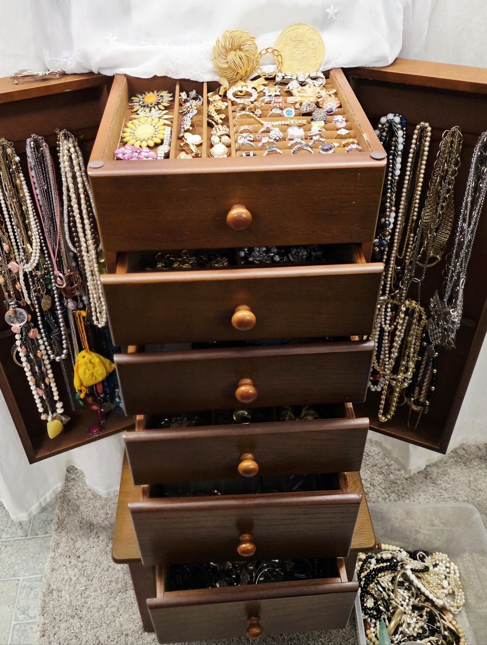 Massive Vintage Jewelry Box Full Lot Bundle Napier Monet Sarah Rhinestone Avon